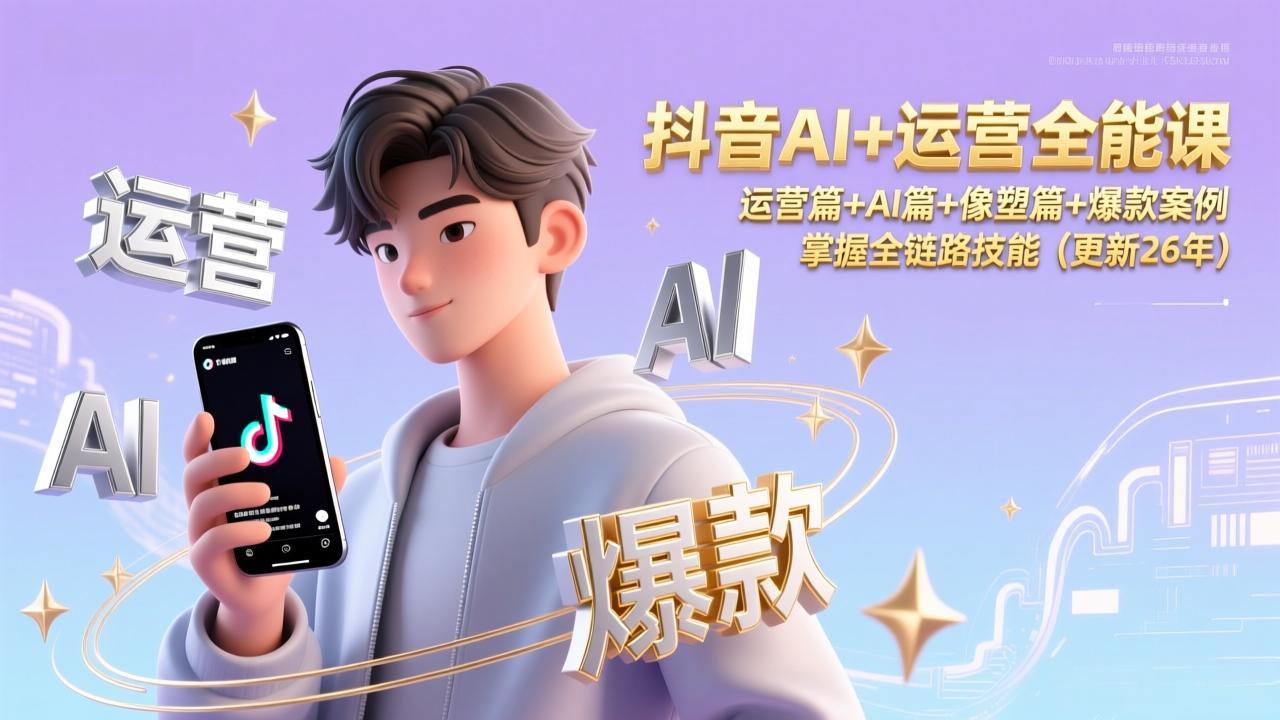 抖音AI+运营全能课，运营篇+AI篇+像塑篇+爆款案例，掌握全链路技能(更新26年-阿信云网创合伙人