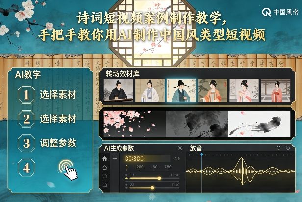古诗词短视频案例制作教学，手把手教你用AI制作中国风类型短视频-阿信云网创合伙人
