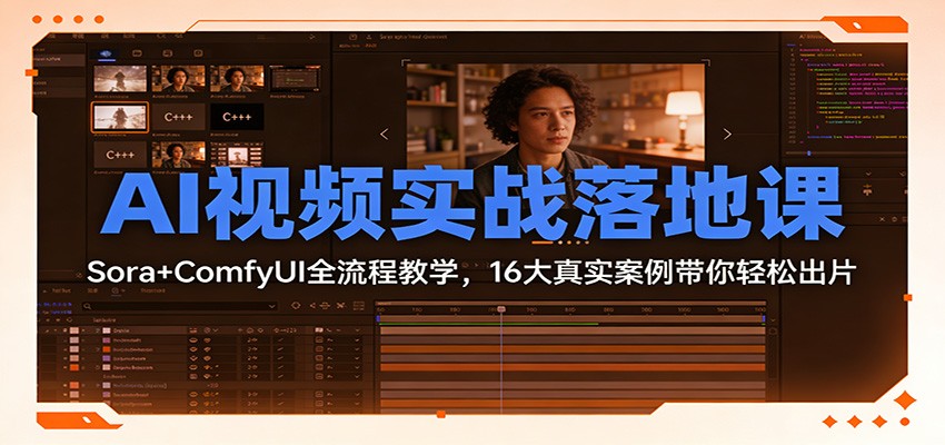 AI视频实战落地课：Sora+ComfyUI全流程教学，16大真实案例带你轻松出片-阿信云网创合伙人