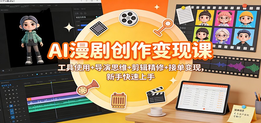 AI漫剧创作变现课：工具使用+导演思维+剪辑精修+接单变现，新手快速上手-阿信云网创合伙人