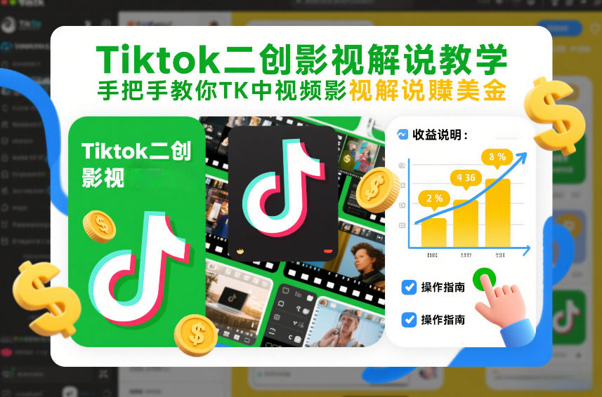 Tiktok二创影视解说教学，手把手教你TK中视频影视解说賺美金(更新26年1月)-阿信云网创合伙人