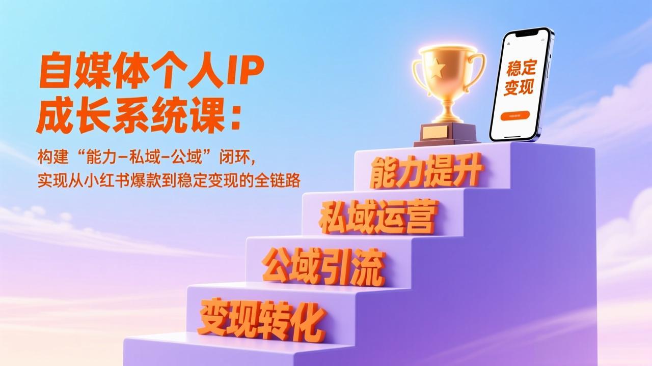 自媒体个人IP成长系统课：构建“能力-私域-公域”闭环，实现从小红书爆款到稳定变现的全链路-阿信云网创合伙人