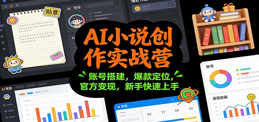 AI小说创作实战营：账号搭建，爆款定位，官方变现，新手快速上手-阿信云网创合伙人
