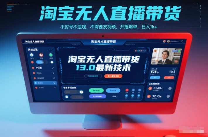 淘宝无人直播带货13.0最新技术，不封号不违规，不需要发视频，开播爆单，日入1k+【揭秘】-阿信云网创合伙人