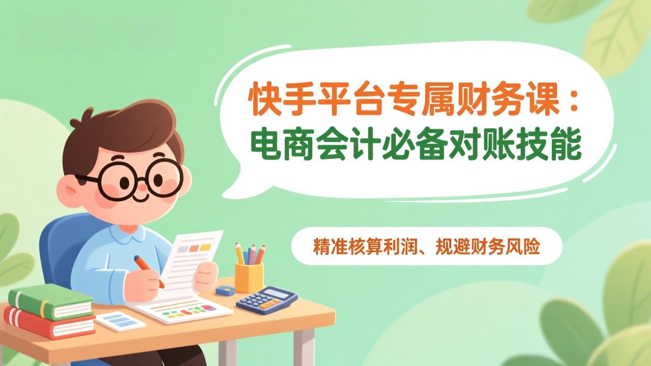 快手平台专属财务课：电商会计必备对账技能，精准核算利润、规避财务风险-阿信云网创合伙人