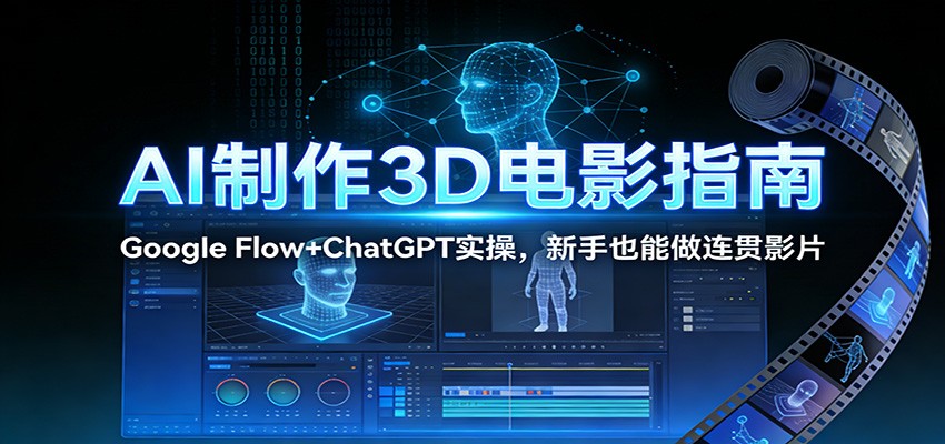 AI制作3D电影指南：Google Flow+ChatGPT实操，新手也能做连贯影片-阿信云网创合伙人