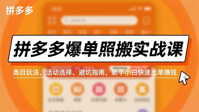 拼多多爆单照搬实战课，类目玩法、活动选择、避坑指南，新手小白快速出单赚钱-阿信云网创合伙人