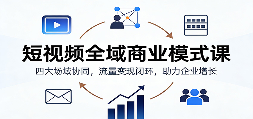 短视频全域商业模式课：四大场域协同，流量变现闭环，助力企业增长-阿信云网创合伙人