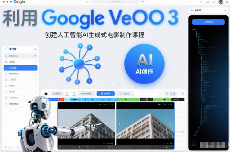 利l用Google Veo 3创建人工智能AI生成式电影制作课程，使用人工智能的力量创建令人惊叹的视频-阿信云网创合伙人