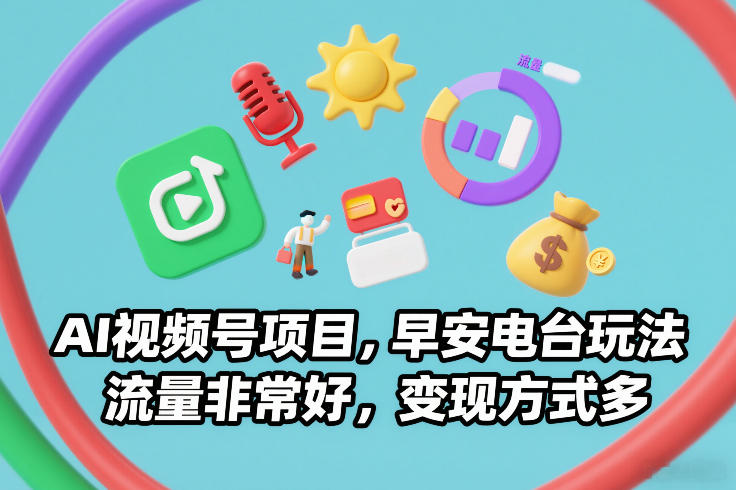 AI视频号项目，早安电台玩法，流量非常好，变现方式多-阿信云网创合伙人