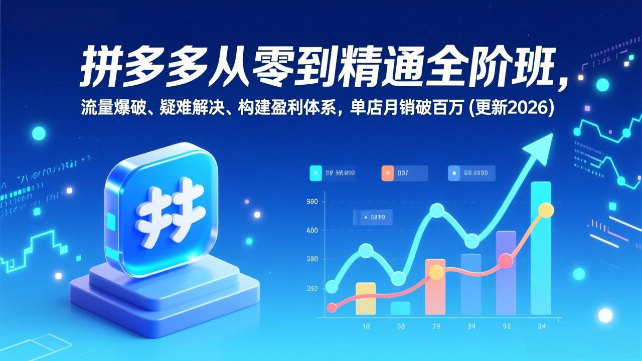 拼多多从零到精通全阶班，流量爆破、疑难解决，构建盈利体系，单店月销破百万(更新2026-阿信云网创合伙人