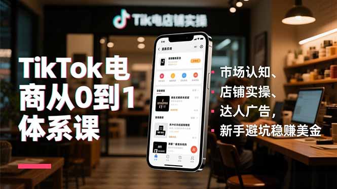 TikTok电商从0到1体系课，市场认知、店铺实操、达人广告，新手避坑稳赚美金-阿信云网创合伙人