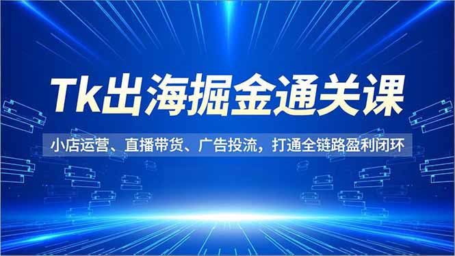 Tk出海掘金通关课，小店运营、直播带货、广告投流，打通全链路盈利闭环-阿信云网创合伙人