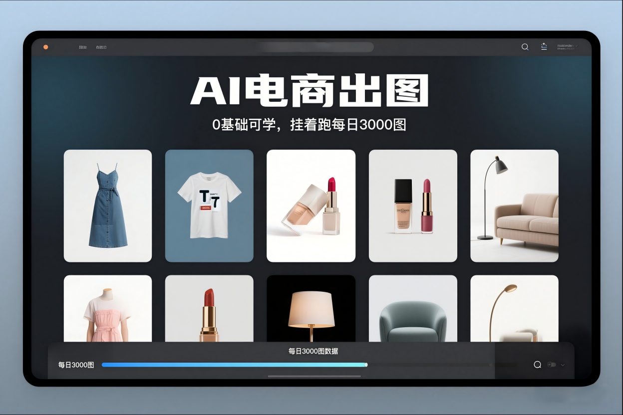 AI电商出图，0基础可学，挂着跑每日3000图-阿信云网创合伙人