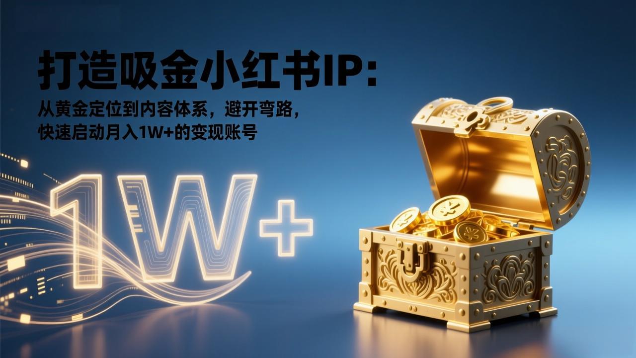 打造吸金小红书IP：从黄金定位到内容体系，避开弯路，快速启动月入1W+的变现账号-阿信云网创合伙人