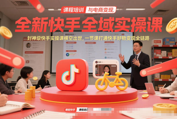 全新快手全域实操课，封神级快手实操课横空出世，一节课打通快手好物变现全链路-阿信云网创合伙人