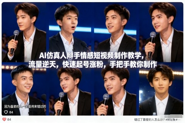 AI仿真人辩手情感短视频制作教学，流量逆天，快速起号涨粉，手把手教你制作-阿信云网创合伙人