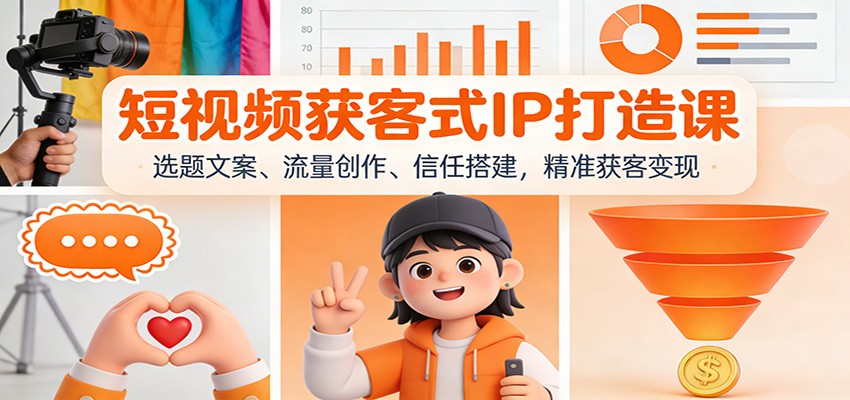 短视频获客式IP打造课：选题文案、流量创作、信任搭建，精准获客变现-阿信云网创合伙人