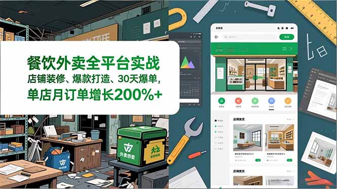 餐饮外卖全平台实战，店铺装修、爆款打造、30天爆单，手把手教学，单店月订单增长200%+-阿信云网创合伙人