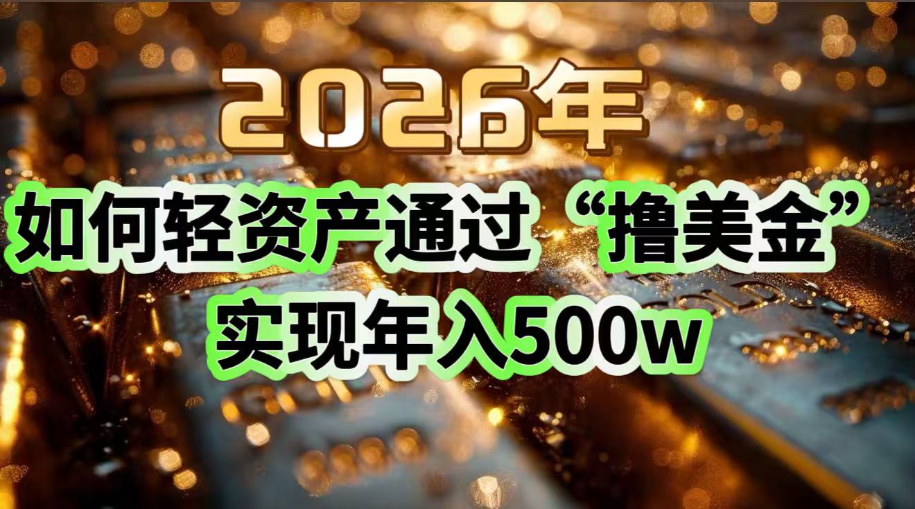 2026年如何轻资产通过“撸美金”实现年入500w-阿信云网创合伙人