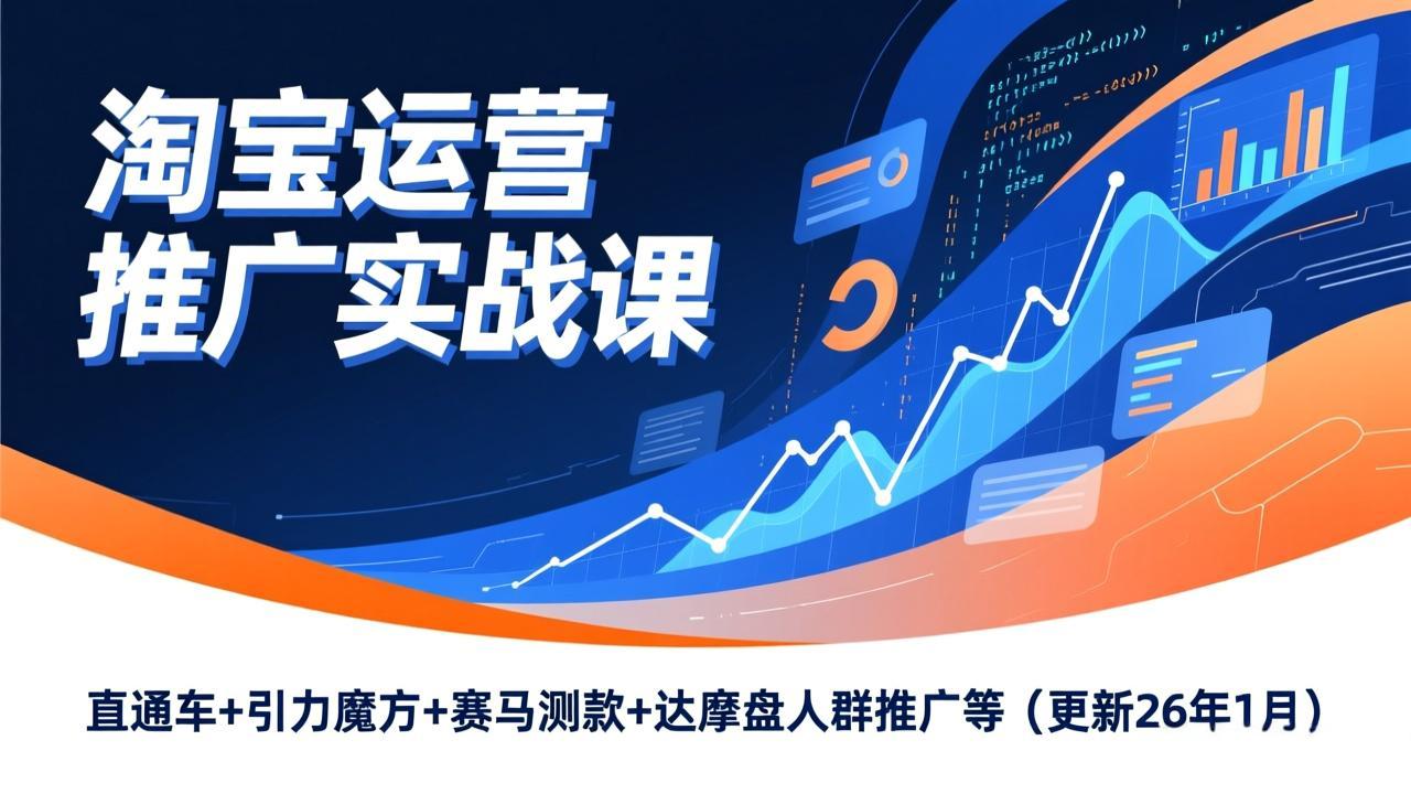 淘宝运营推广实战课，直通车+引力魔方+赛马测款+达摩盘人群推广等(更新26年1月-阿信云网创合伙人