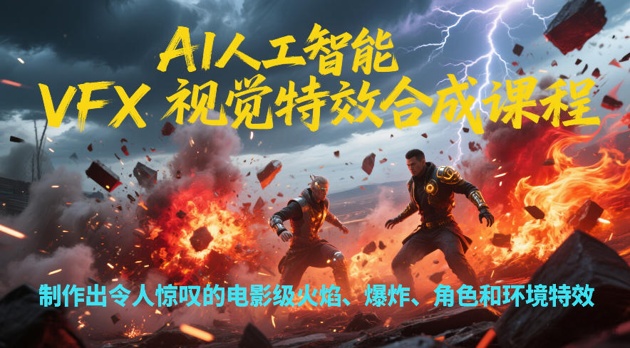 AI人工智能VFX视觉特效合成课程，制作出令人惊叹的电影级火焰、爆炸、角色和环境特效-阿信云网创合伙人