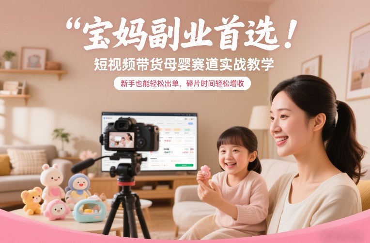 宝妈副业首选！短视频带货母婴赛道实战教学，新手也能轻松出单，碎片时间轻松增收-阿信云网创合伙人