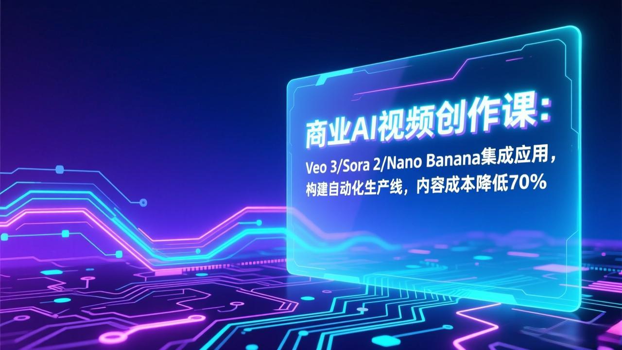 商业AI视频创作课：Veo 3/Sora 2/Nano Banana集成应用，构建自动化生产线，内容成本降低70%-阿信云网创合伙人