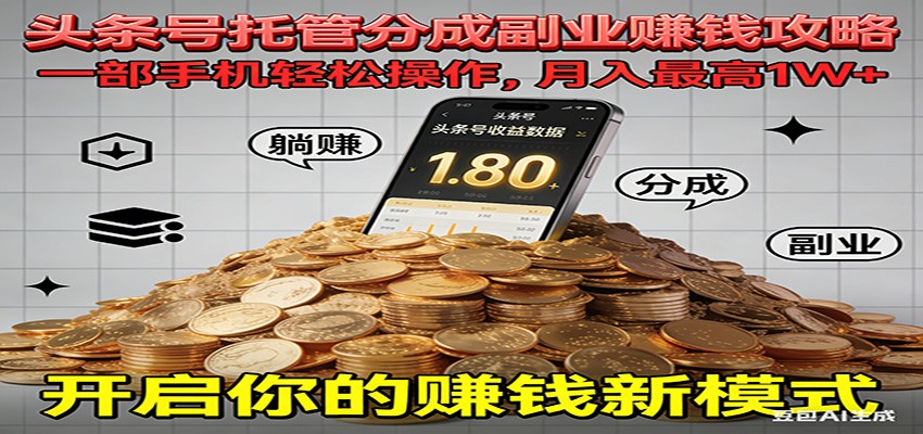 全程托管今日头条，一部手机就可以开干，最高躺赚1W+-阿信云网创合伙人