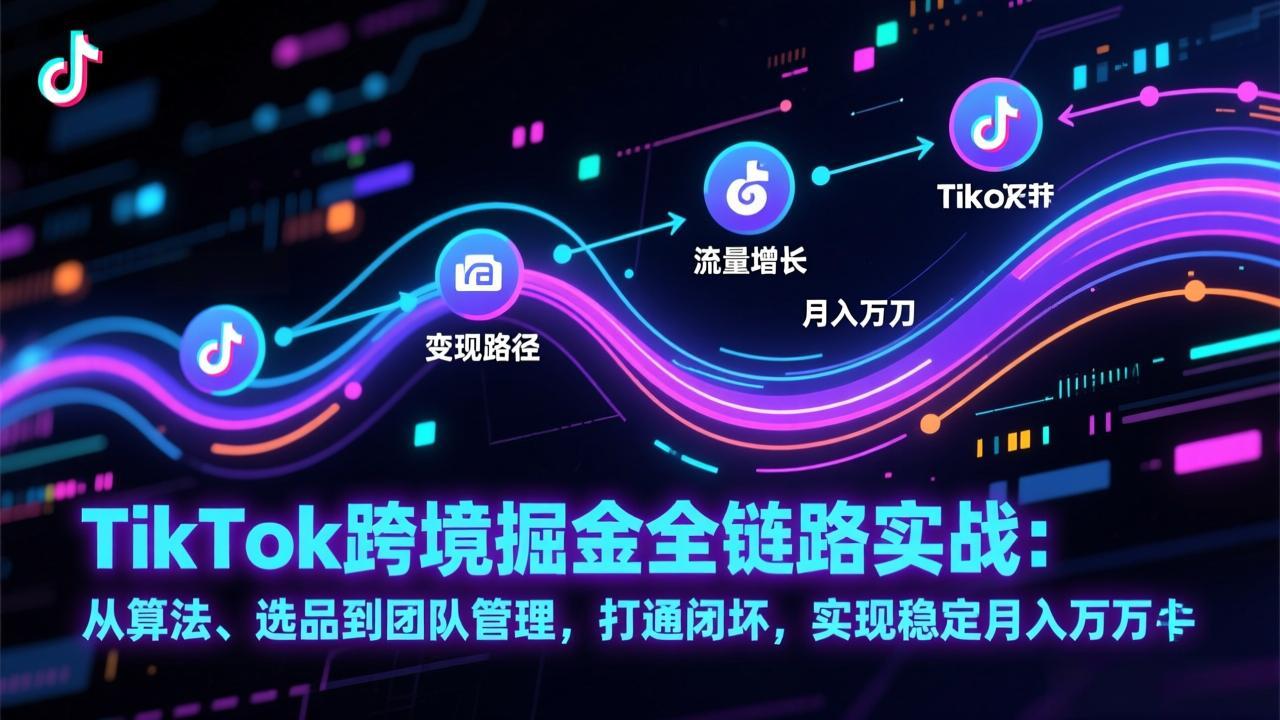 TikTok跨境掘金全链路实战：从算法、选品到团队管理，打通闭环，实现稳定月入万刀-阿信云网创合伙人