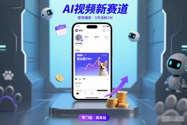 AI视频新赛道，宠物播客仅注册5天涨粉2W，收益非常可观-阿信云网创合伙人
