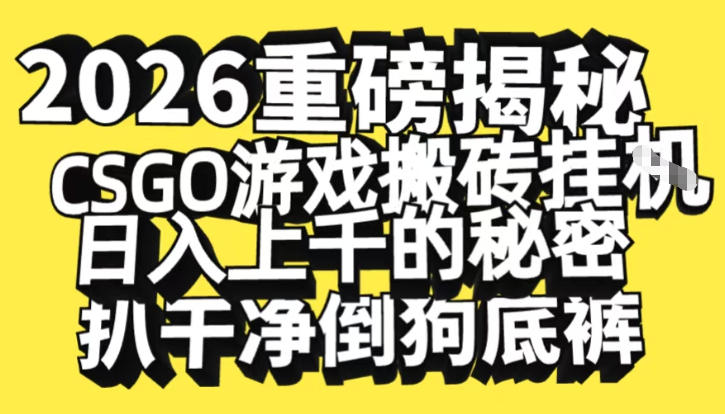 2026开年重磅解密，CSGO游戏搬砖挂G日入1k+的秘密，把倒狗的底裤扒干【揭秘】-阿信云网创合伙人