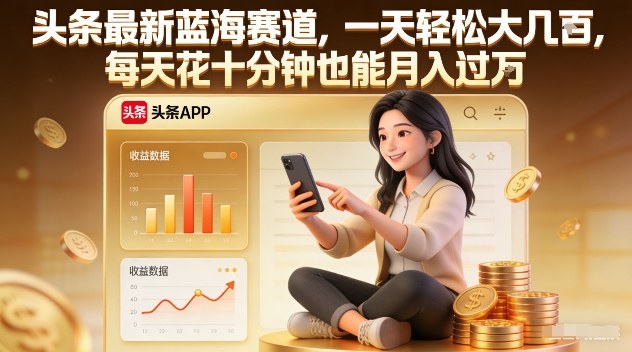 头条最新蓝海赛道，一天轻松大几张，每天花十分钟也能月入过1W【揭秘】-阿信云网创合伙人