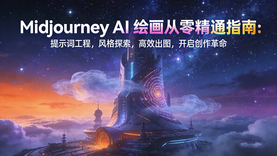 Midjourney AI绘画从零精通指南：提示词工程，风格探索，高效出图，开启创作革命-阿信云网创合伙人