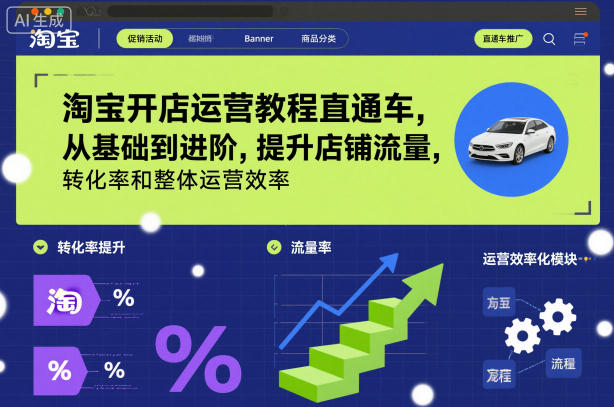 淘宝开店运营教程直通车，从基础到进阶，提升店铺流量，转化率和整体运营效率(更新26年1月)-阿信云网创合伙人