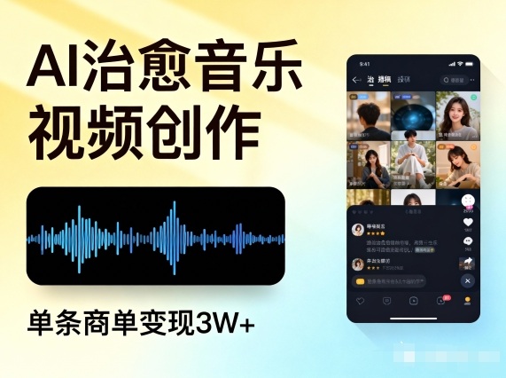 AI做治愈音乐视频，多平台投稿，单条商单变现3W+-阿信云网创合伙人