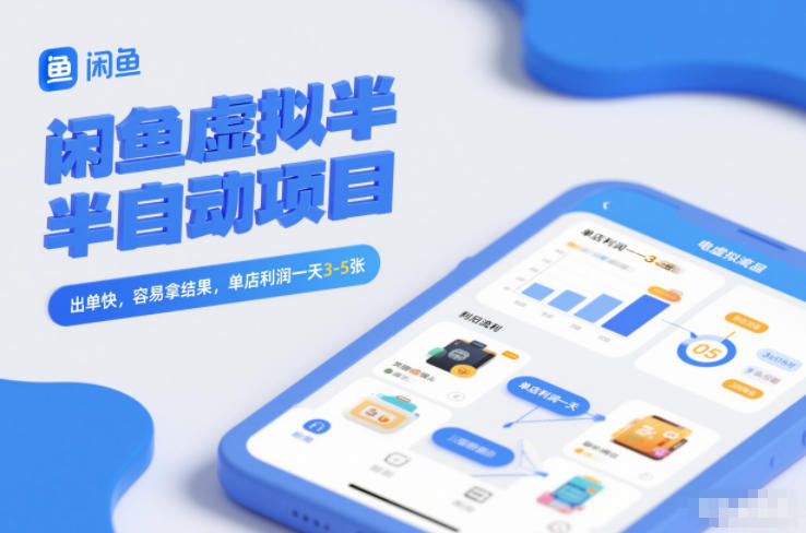 闲鱼虚拟半自动项目，出单快，容易拿结果，单店利润一天3-5张-阿信云网创合伙人