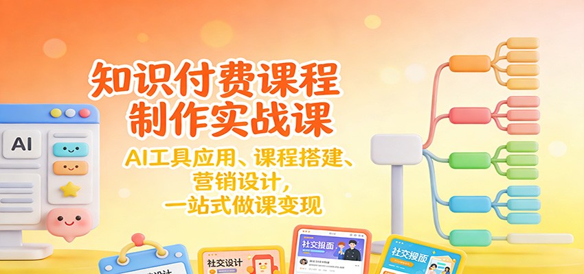 知识付费课程制作实战课：AI工具应用 、课程搭建、营销设计，一站式做课变现-阿信云网创合伙人