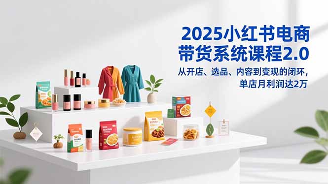 2025小红书电商带货系统课程2.0，从开店、选品、内容到变现的闭环，单店月利润达2万-阿信云网创合伙人