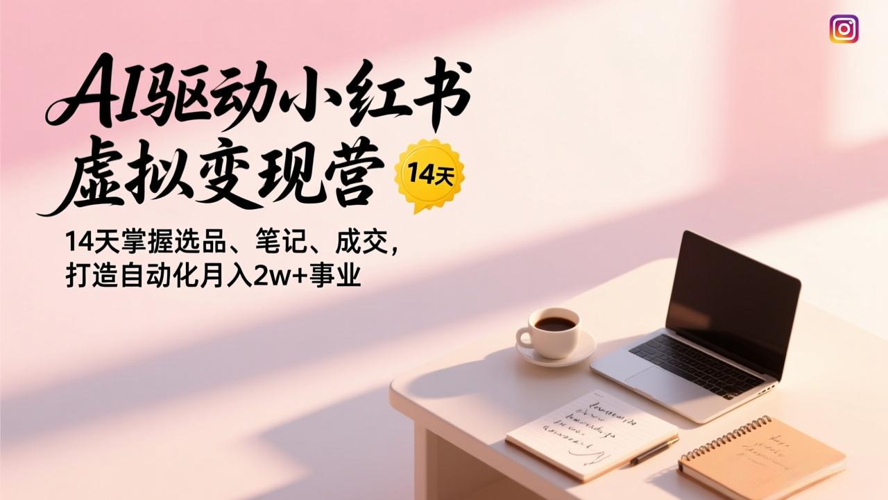 AI驱动小红书虚拟变现营，14天掌握选品、笔记、成交，打造自动化月入2w+事业-阿信云网创合伙人
