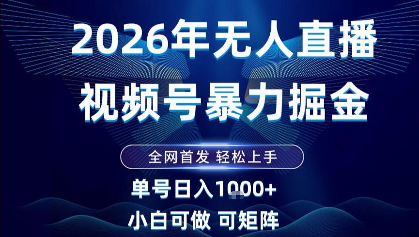 2026最新视频号无人直播掘金，全网首发，小白可以玩，长期稳定日入1k+【揭秘】-阿信云网创合伙人