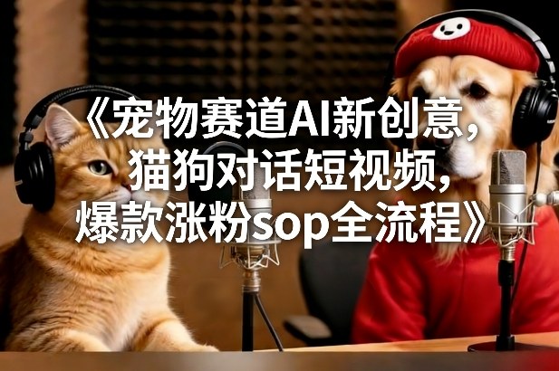 宠物赛道AI新创意，猫狗对话短视频，爆款涨粉sop全流程-阿信云网创合伙人