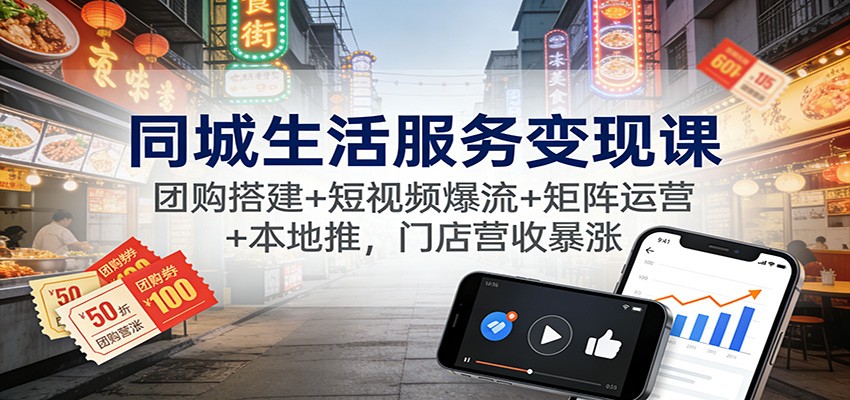 同城生活服务变现课：团购搭建+短视频爆流+矩阵运营+本地推，门店营收暴涨-阿信云网创合伙人