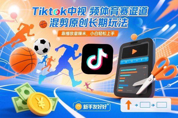 Tiktok中视频体育赛道混剪原创长期玩法，靠播放量賺米，小白轻松上手-阿信云网创合伙人