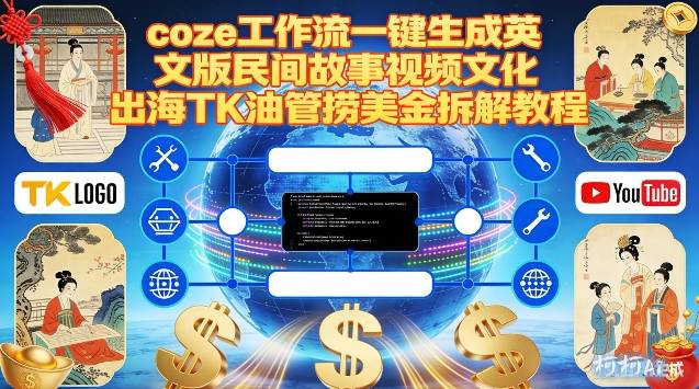 Coze扣子工作流一键生成英文版民间故事视频，文化出海TK油管捞美金拆解教程-阿信云网创合伙人
