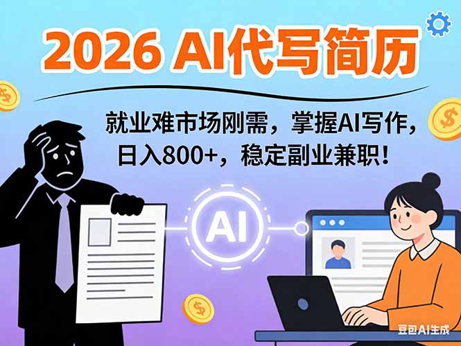 AI代写简历，超暴利，用万能模板月入1-3万实战教程，2026年市场刚需！-阿信云网创合伙人
