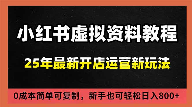 小红书虚拟资料项目：最新搜索流变现玩法，0成本简单可复制，一人多店打法，新手日入800+-阿信云网创合伙人