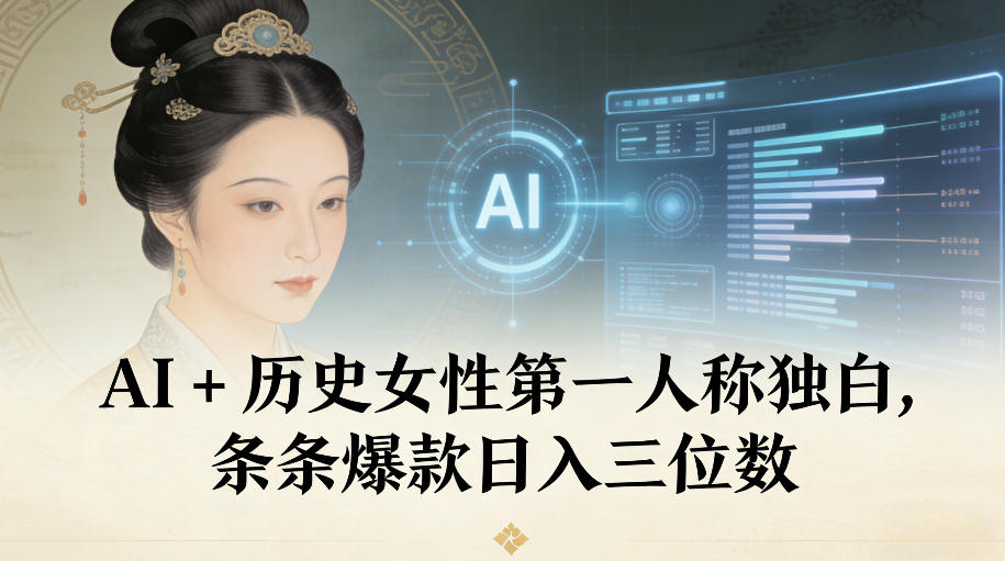 AI+历史女性第一人称独白，条条爆款日入三位数-阿信云网创合伙人