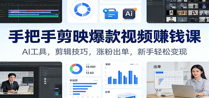 手把手剪映爆款视频赚钱课：AI工具，剪辑技巧，涨粉出单，新手轻松变现-阿信云网创合伙人