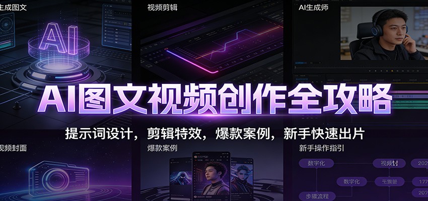 AI图文视频创作全攻略：提示词设计，剪辑特效，爆款案例，新手快速出片-阿信云网创合伙人